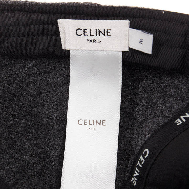 CELINE Triomphe Baseball Cap grey black two-tone wool white curved brim cap M
