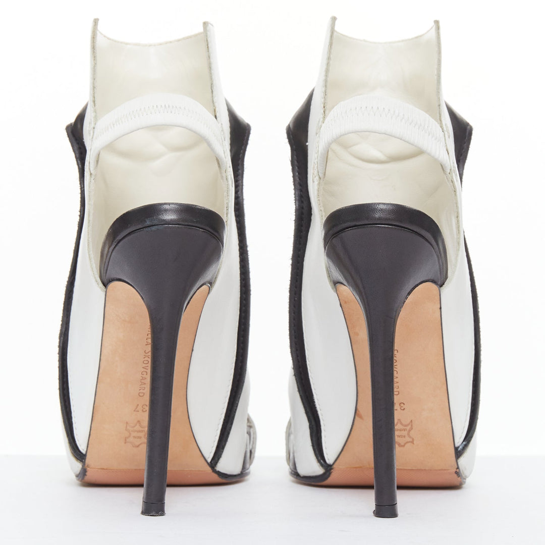 CAMILLA SKOVGAARD 2013 black white ridged high top cut out sandals EU37