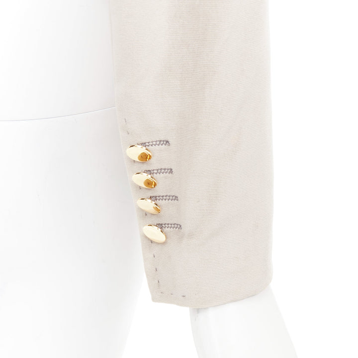 DOLCE GABBANA beige velvet satin peak lapel cropped tux blazer IT36 XXS