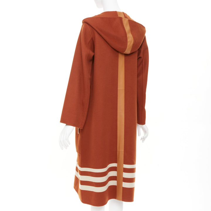 HERMES 2019 Runway Rocabar lambskin double face cashmere striped coat FR34 XS