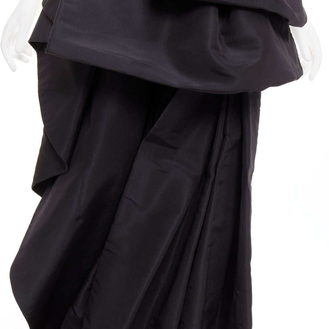 rare ALEXANDRE VAUTHIER COUTURE SS2017 Runway black tafetta bustle train top