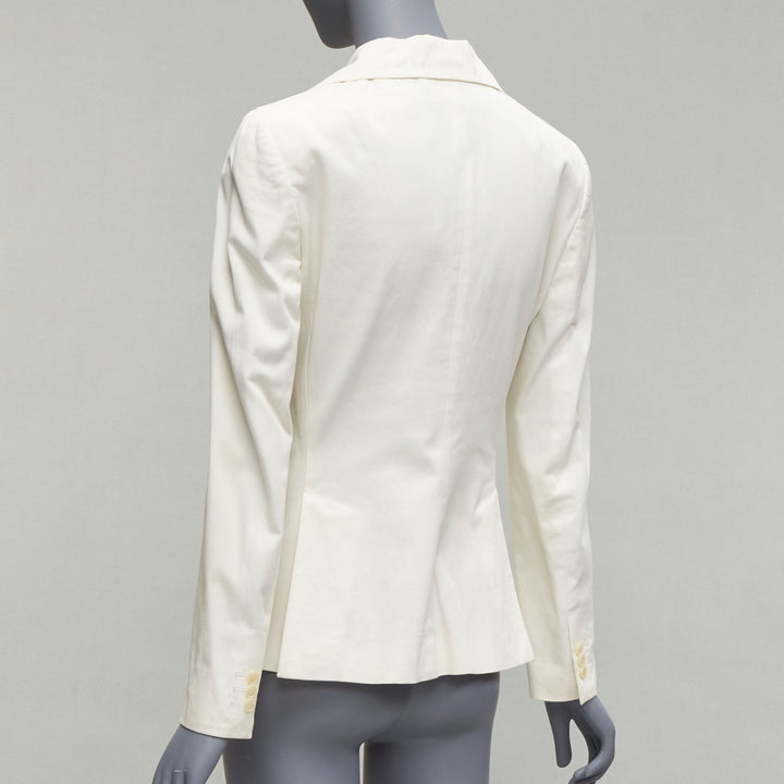 DOLCE GABBANA Vintage ivory cotton blend wide collar blazer IT42 M