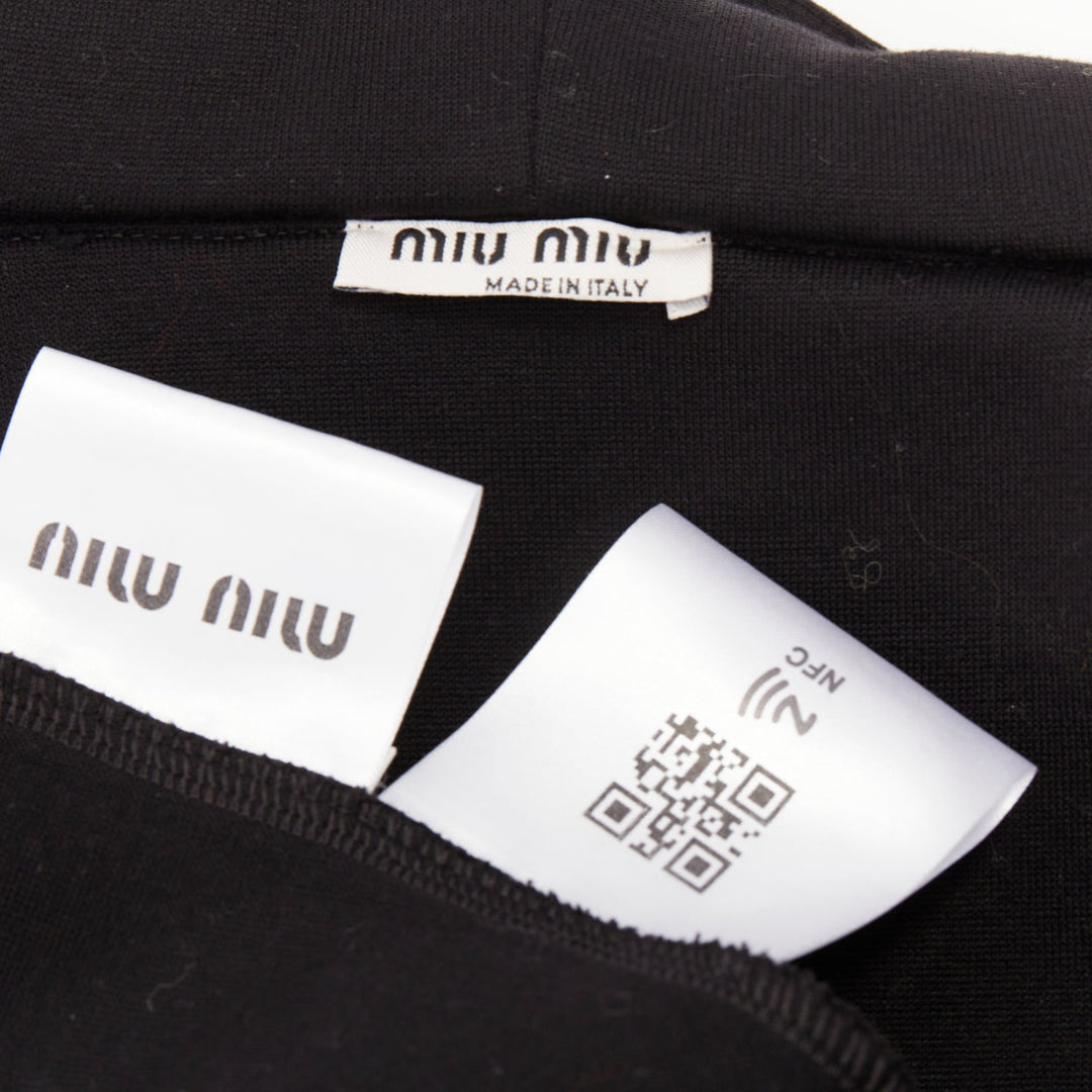 MIU MIU 2021 black yellow checkerboard woven leather sleeves Race Car hoodie S