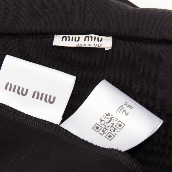 MIU MIU 2021 black yellow checkerboard woven leather sleeves Race Car hoodie S