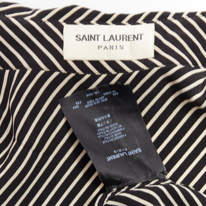 SAINT LAURENT 2015 100% silk diagonal striped sleeveless blouse FR34 XS