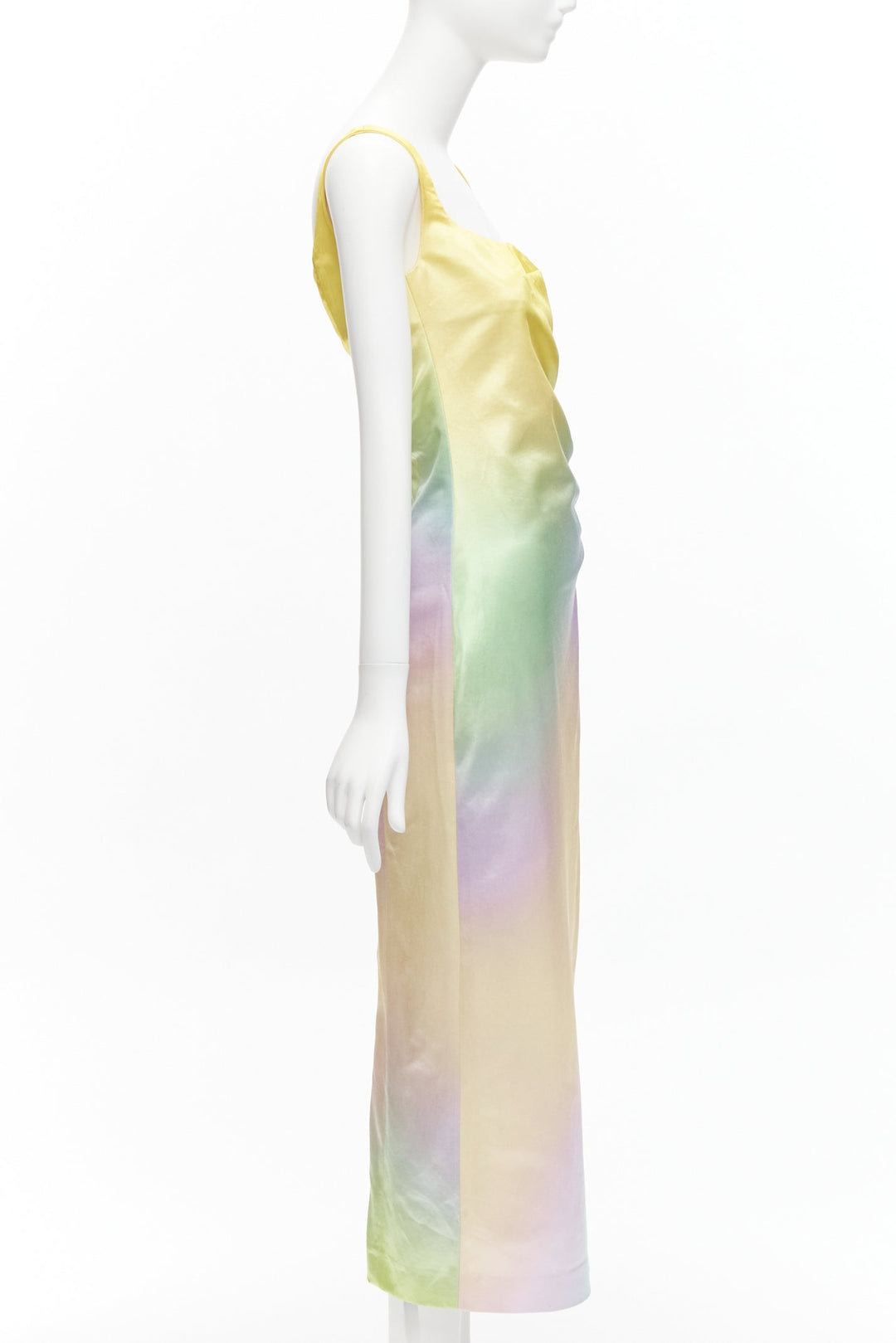 MERYLL ROGGE 2021 Runway pastel rainbow ombre rainbow draped side dress FR36 S