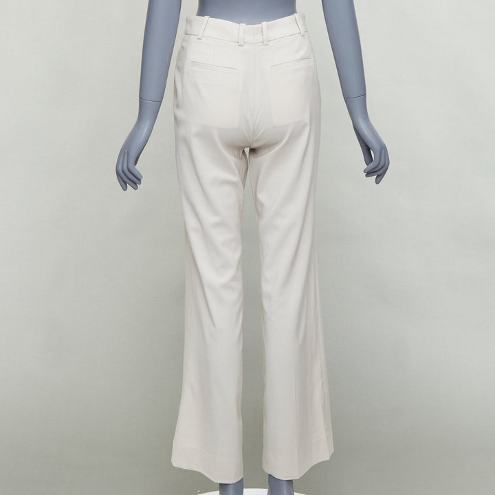 JOSEPH beige virgin wool blend classic wide leg pants FR34 XS