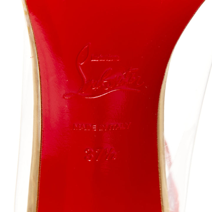 CHRISTIAN LOUBOUTIN Un Bout 100 Veau Velours mandarin red PVC pump EU37.5