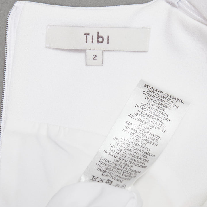 TIBI white cut out back big snap button mini mod shift dress US2 S