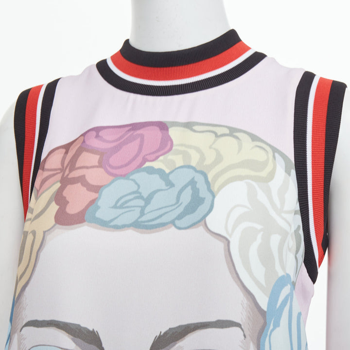 rare PRADA 2014 Runway Jeanne Detallante graphic face portrait wool dress IT40 S