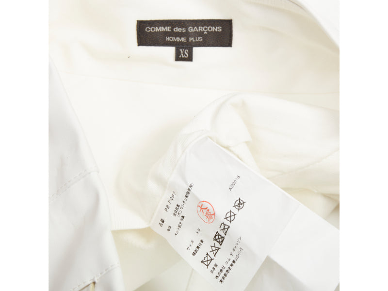 COMME DES GARCONS Homme Plus 2018 white PU cowhide trimmed pleated kilt skirt S