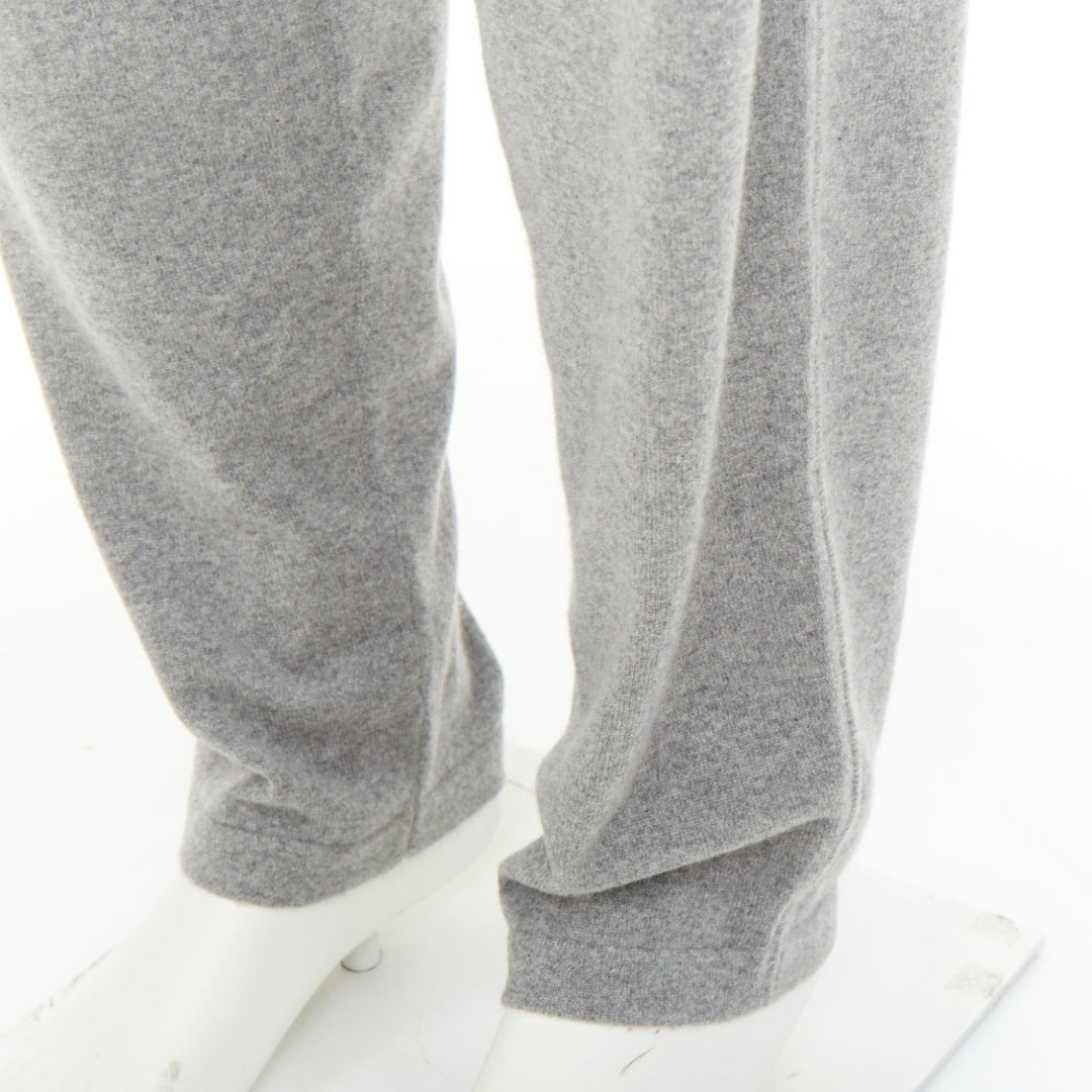 LORO PIANA Baby Merano Cashmere light gray melange knit drawstring joggers XXL