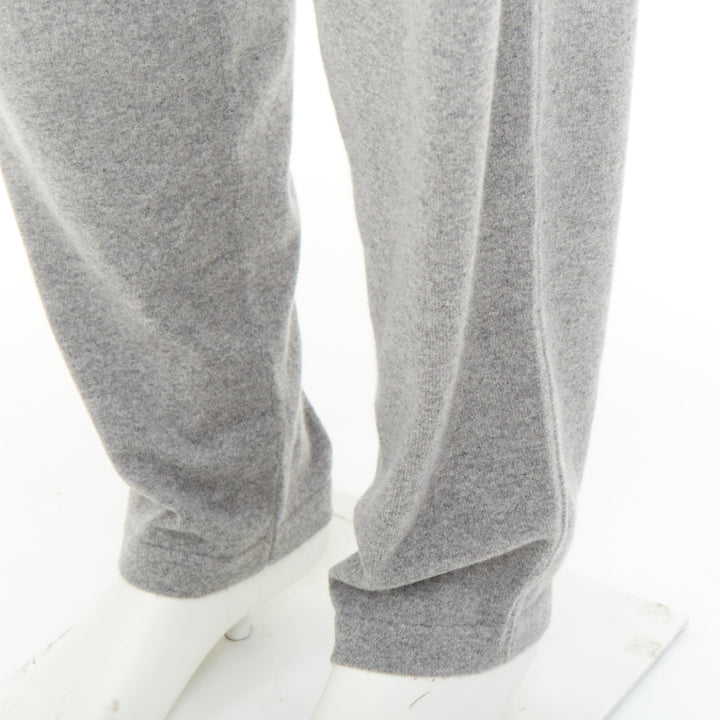 LORO PIANA Baby Merano Cashmere light gray melange knit drawstring joggers XXL