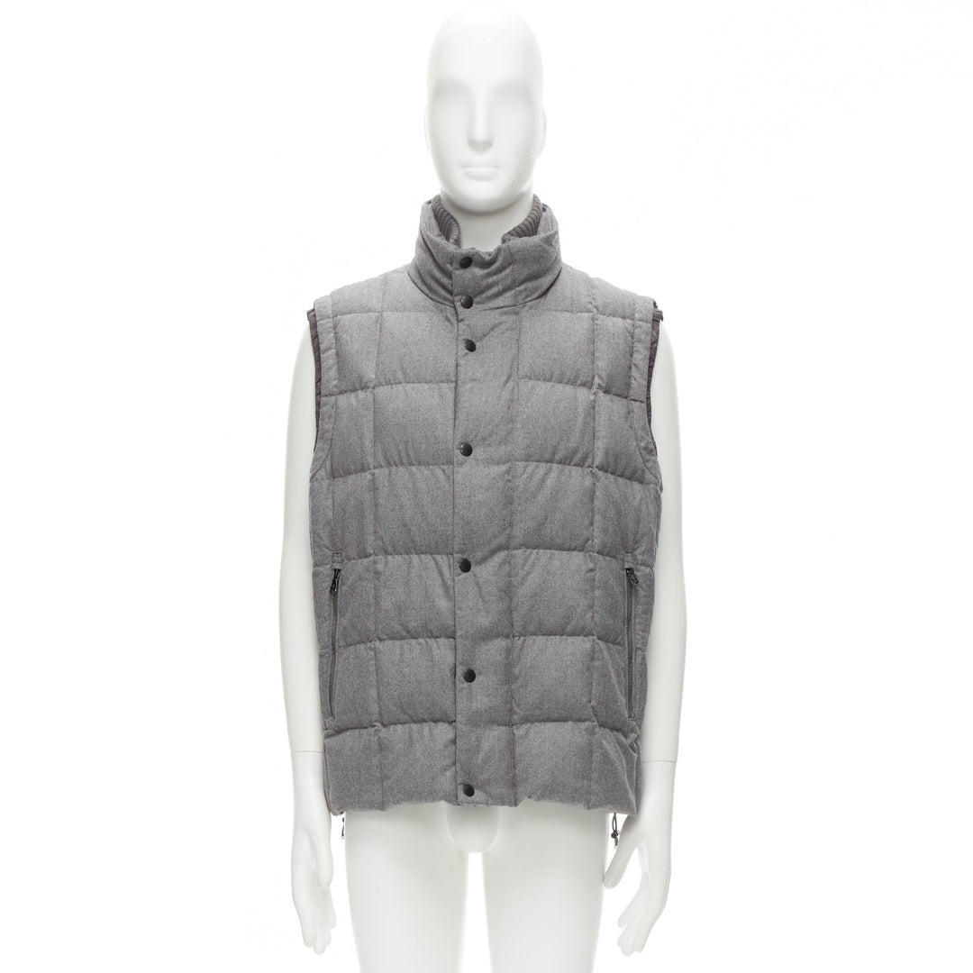 MONCLER Norme Afnor G32-003 grey wool quilted puffer vest jacket Sz.6 XXL