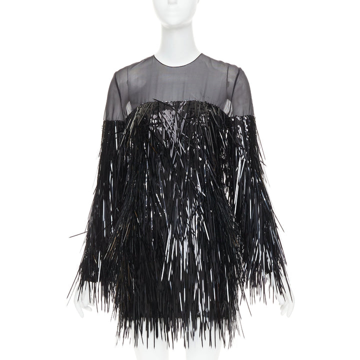 ALEXANDRE VAUTHIER COUTURE AW2022 Runway black long paillette sequin sheer dress