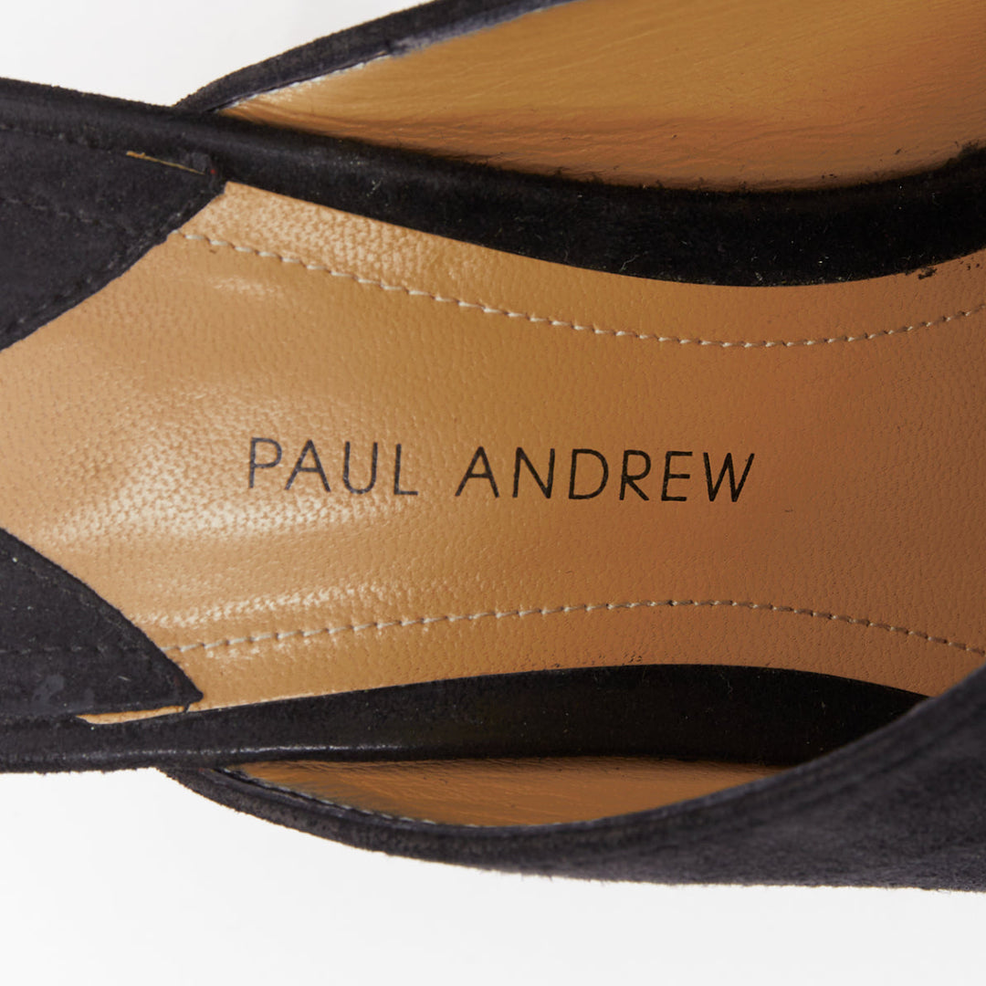 PAUL ANDREW Certosa black suede pointy toe high heel mules EU39.5