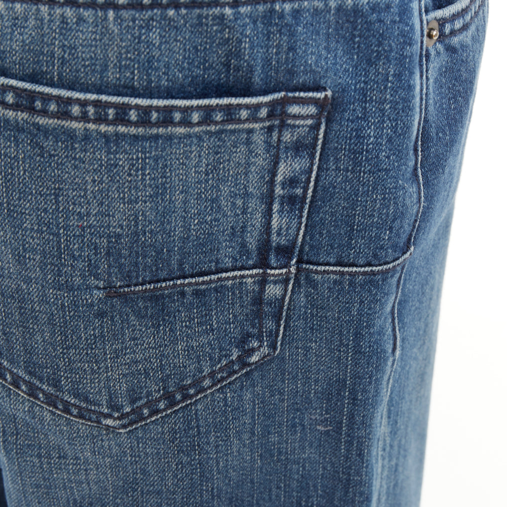 DIOR blue washed cotton denim low mid rise five pocket cropped wide jeans FR38 M