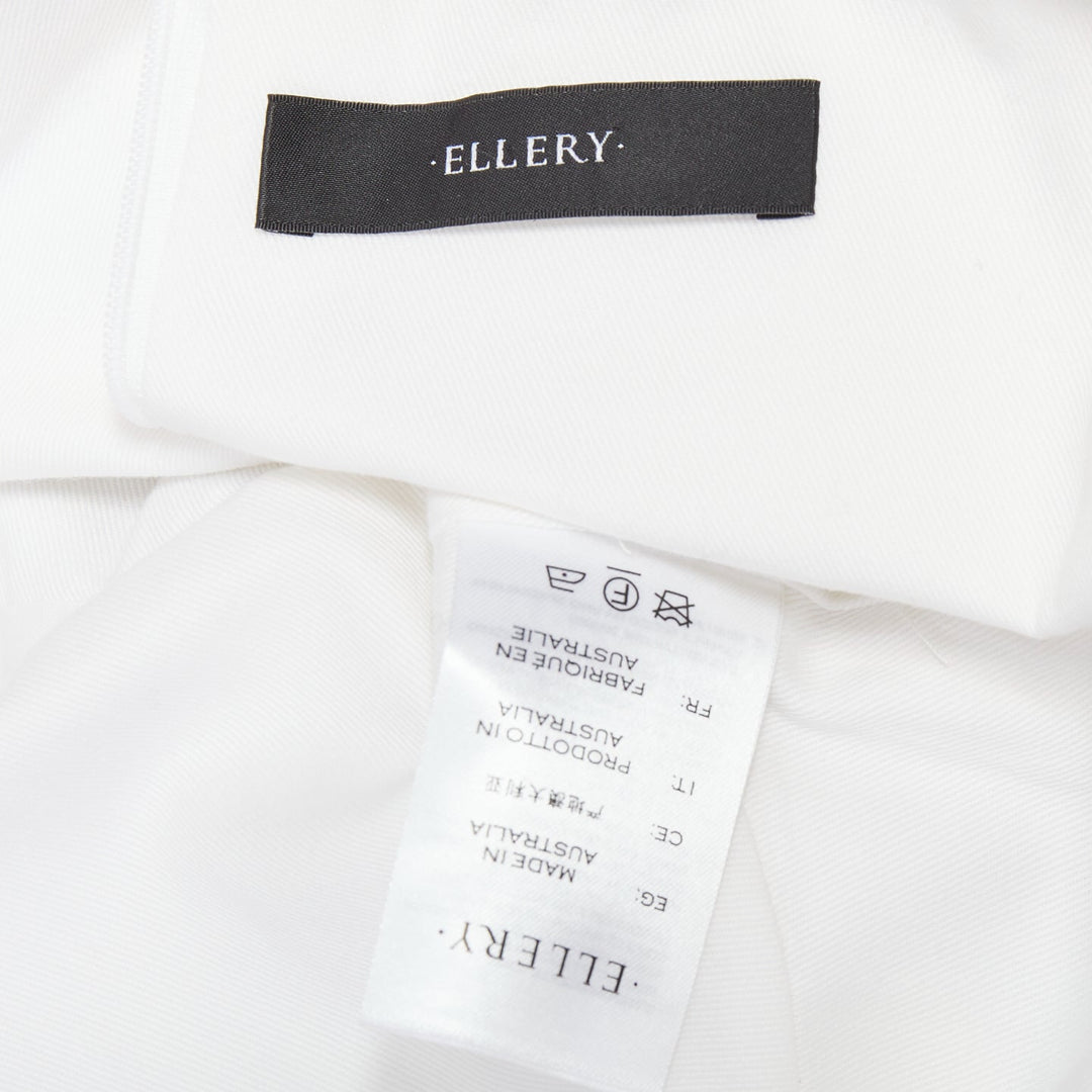 ELLERY Manzoni off white cotton twill peplum scoop neck top US6 M