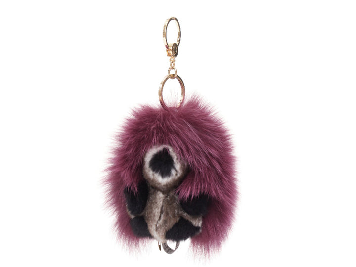 LORO PIANA 100% mink fur My Istrice purple brown  Porcupine bag charm keyring