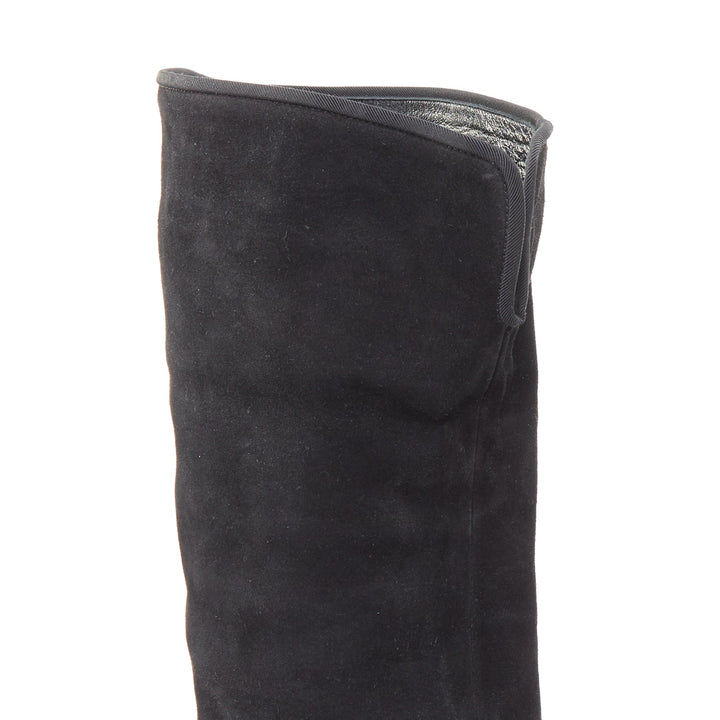 GIUSEPPE ZANOTTI Sandra black suede flat over the knee thigh high boots EU35