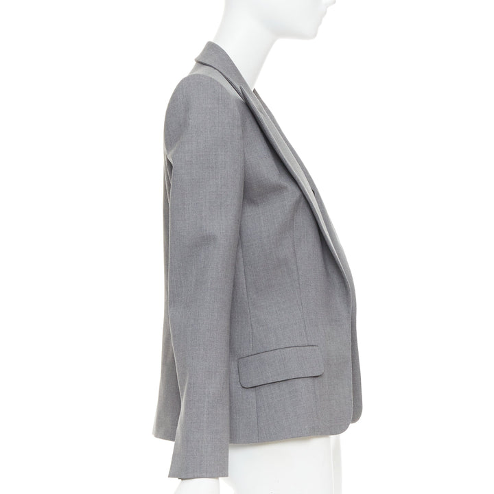 ALEXANDRE VAUTHIER COUTURE grey wooly peak lapel single breasted blazer jacket