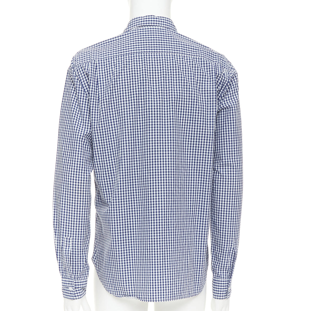 COMME DES GARCONS SHIRT 2010 white blue patchwork gingham cotton wool shirt L
