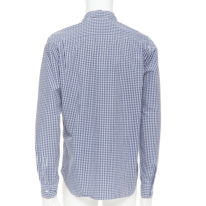 COMME DES GARCONS SHIRT 2010 white blue patchwork gingham cotton wool shirt L
