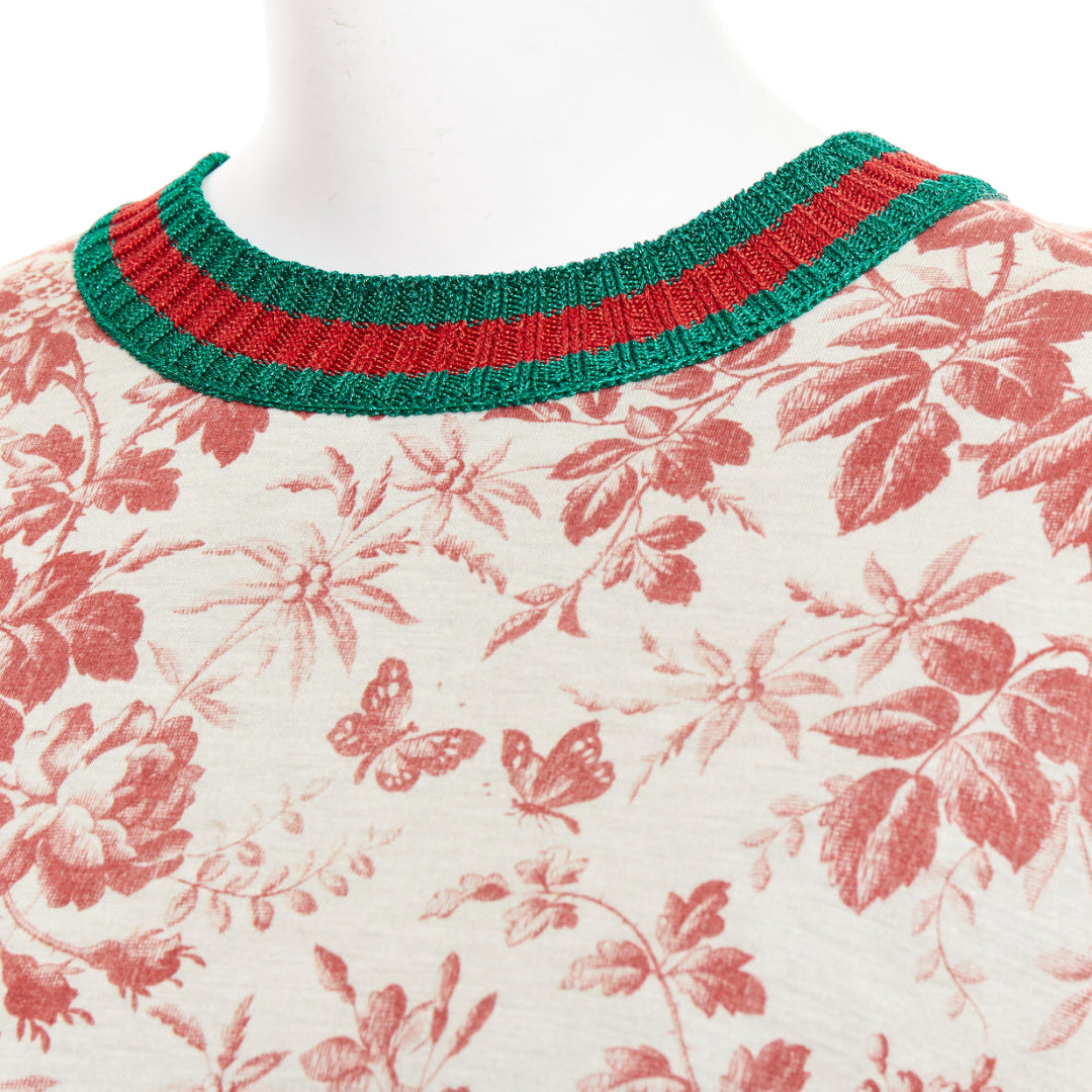 GUCCI 2016 Herbarium Floral grey pink bloom metallic web sweatshirt S