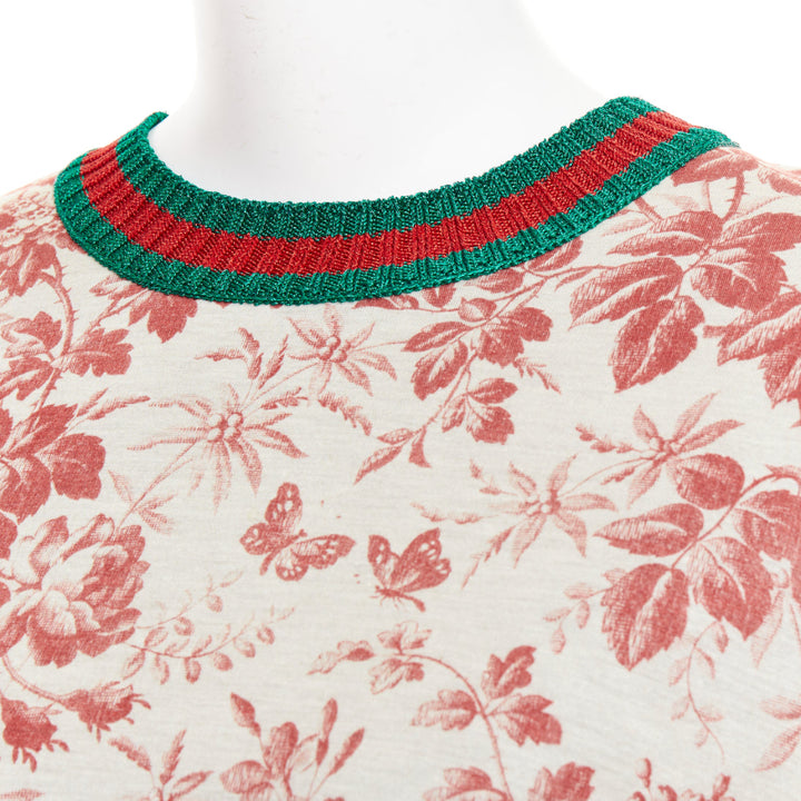 GUCCI 2016 Herbarium Floral grey pink bloom metallic web sweatshirt S