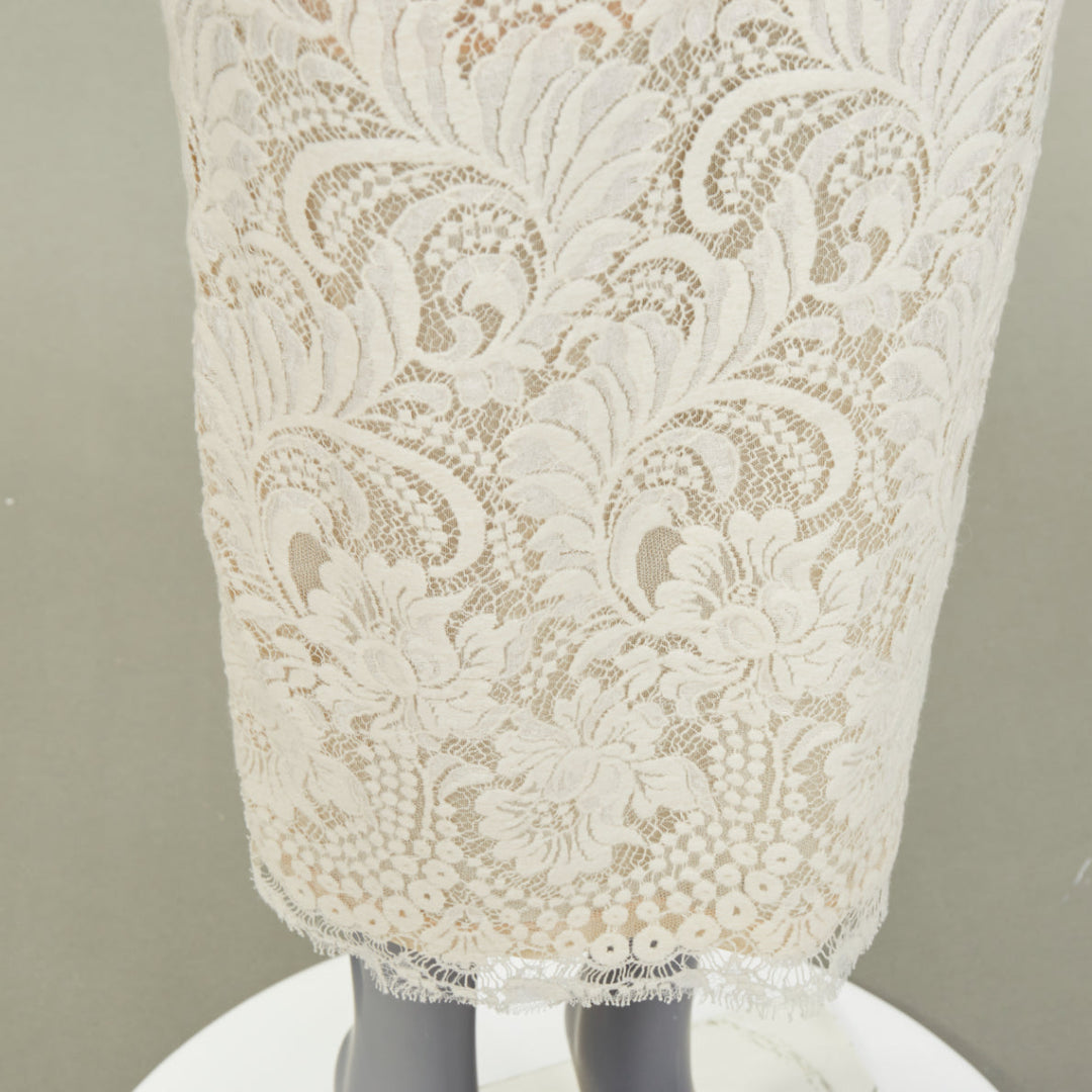 STELLA MCCARTNEY 2018 lace overlay cocktail nude lined pencil skirt IT38 XS