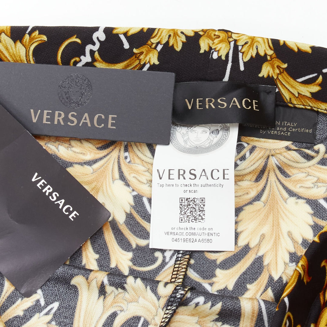 VERSACE 2020 Runway Gianni Signature Medusa Barocco gold flare pants IT42 M