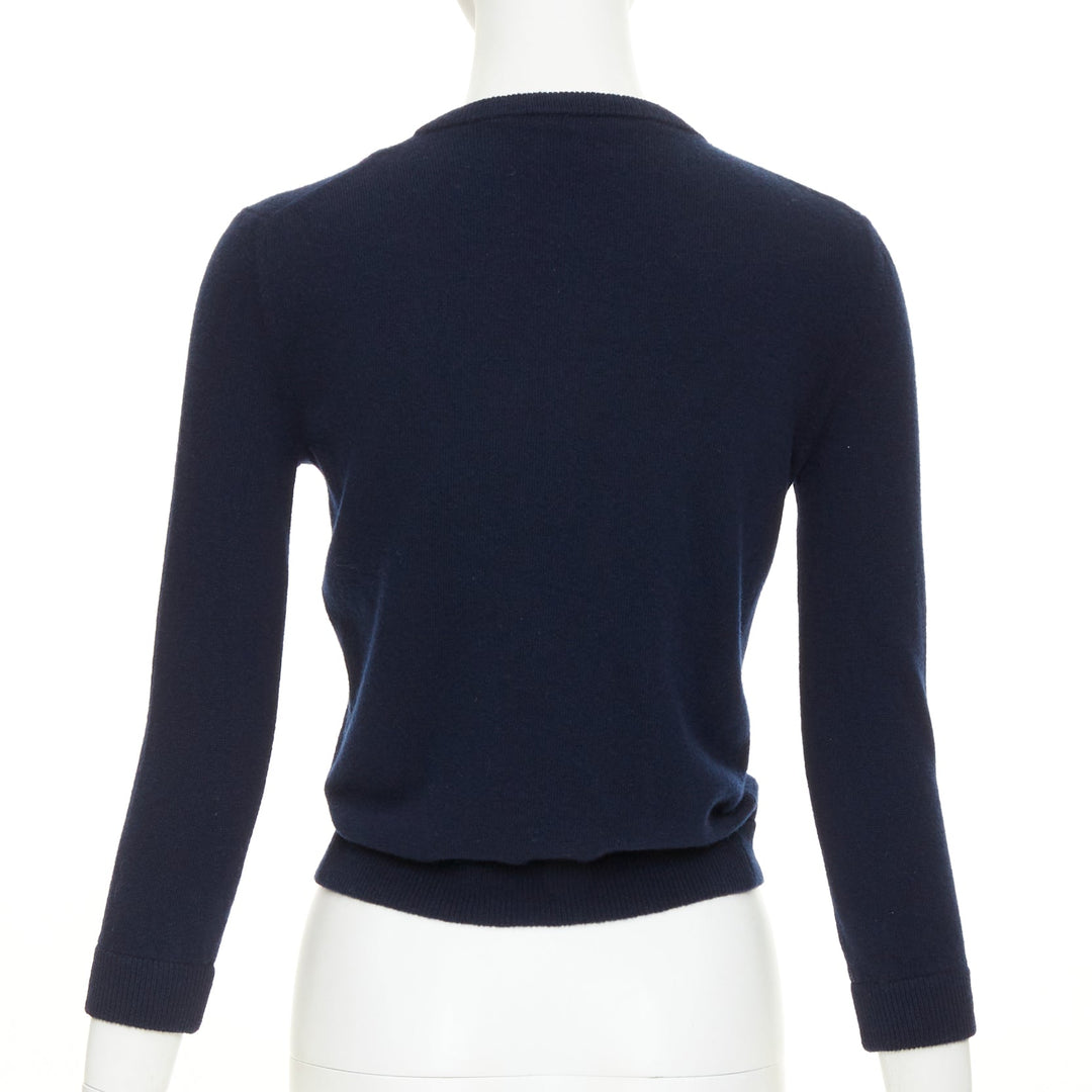 VALENTINO navy virgin wool oversized silk double duchesse satin bow cardigan XS