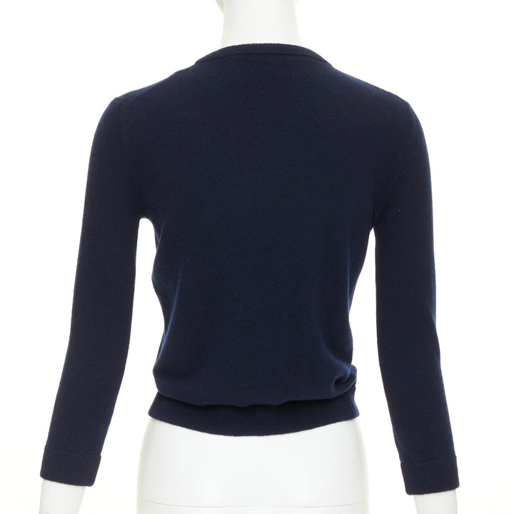 VALENTINO navy virgin wool oversized silk double duchesse satin bow cardigan XS