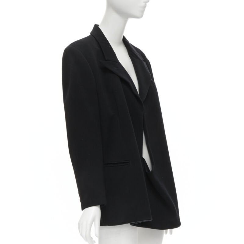 vintage COMME DES GARCONS 1988 black wool plunge neck pullover blazer jacket S
