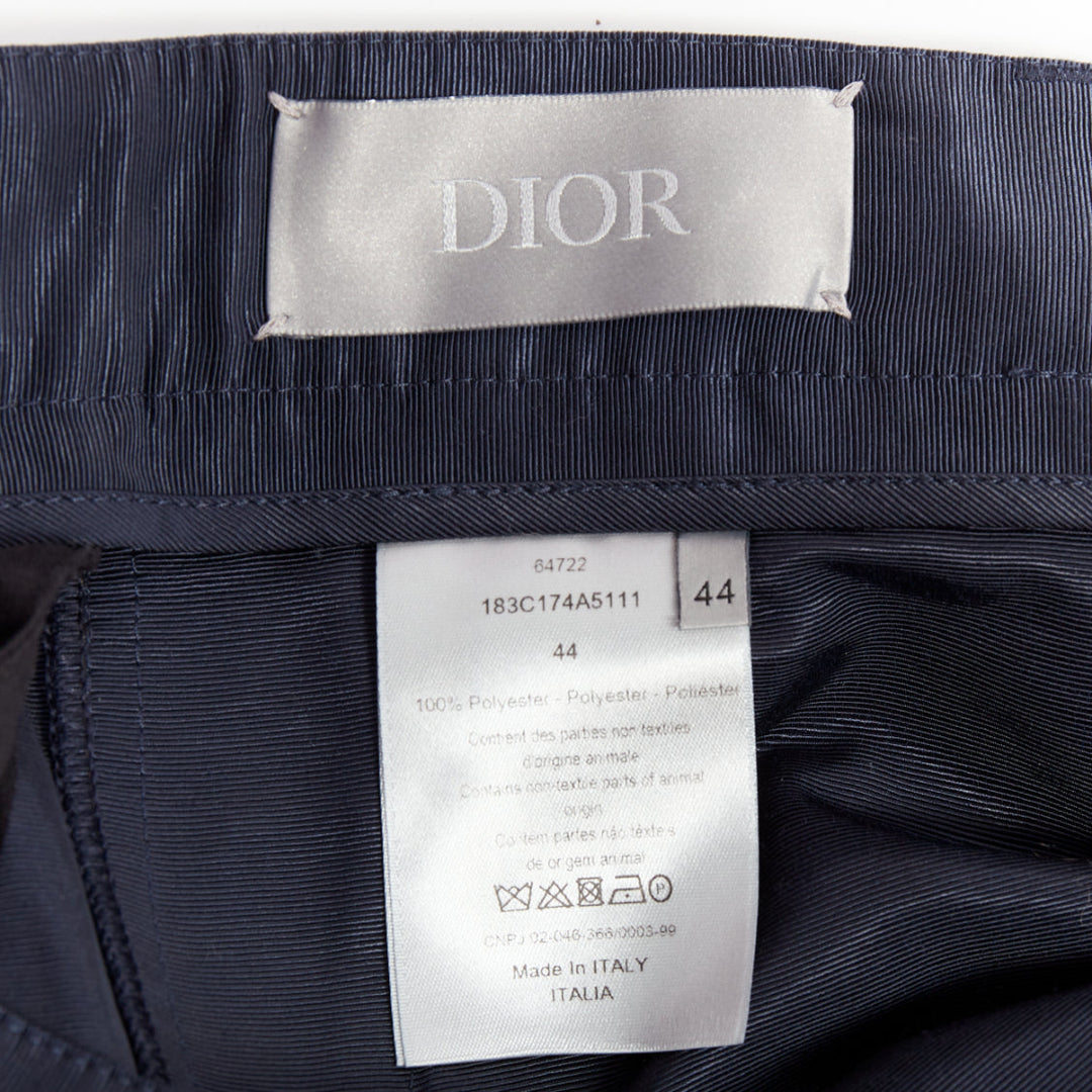 DIOR HOMME navy silver zipper carpenter pocket straight leg cargo pants FR44 XS