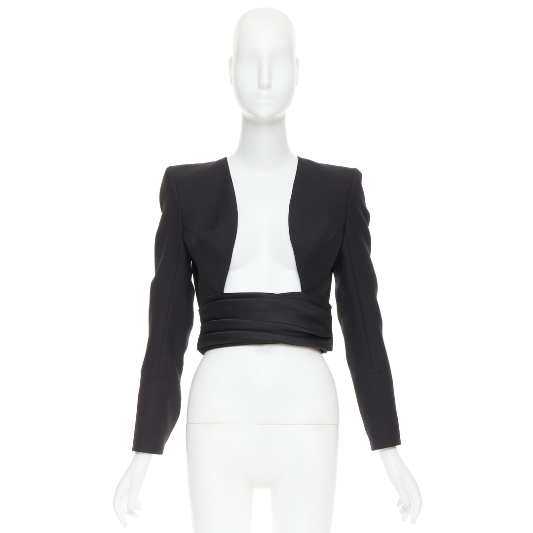 ALEXANDRE VAUTHIER COUTURE AW2020 Runway black open cummerband cropped jacket