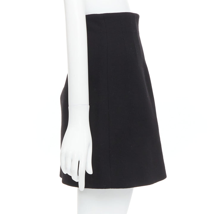 MIU MIU 2013 black 100% virgin wool high waist darted skirt IT36 XXS