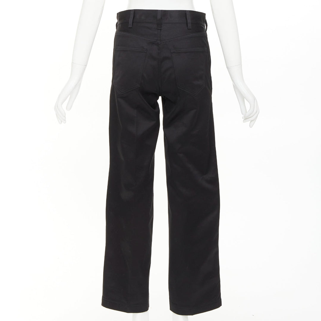 CELINE black cotton twill patch pocket mid waist straight leg cropped pants 27"