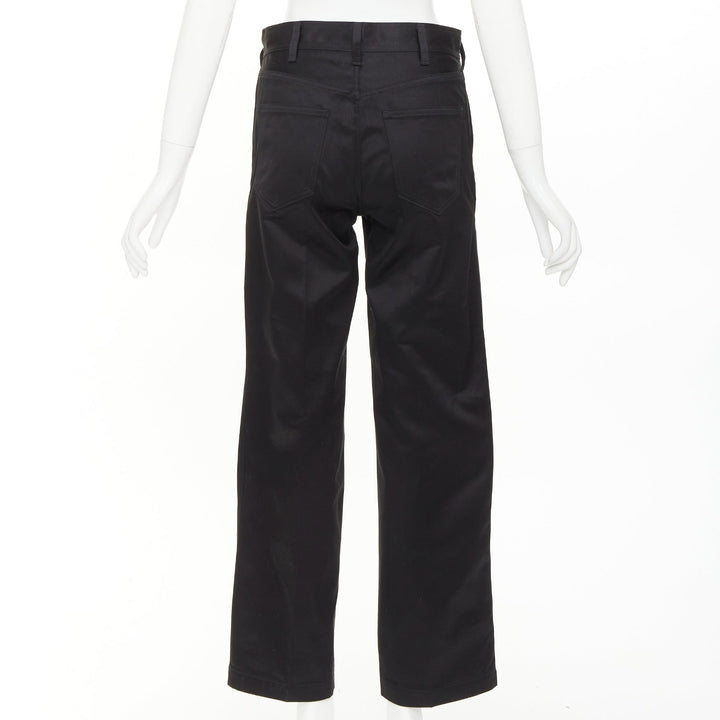 CELINE black cotton twill patch pocket mid waist straight leg cropped pants 27"