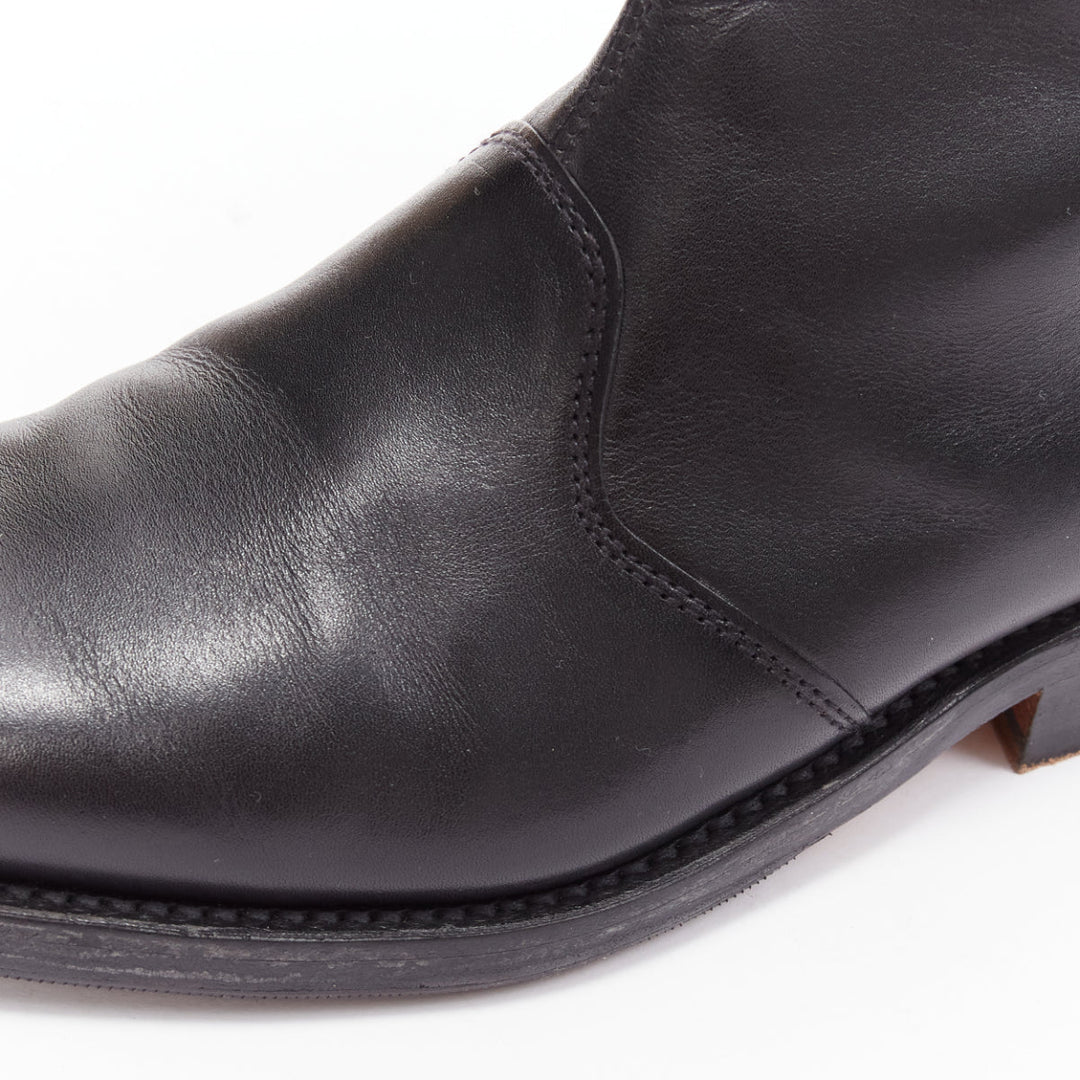 THOM BROWNE black leather red blue tab minimal zip ankle boots EU38