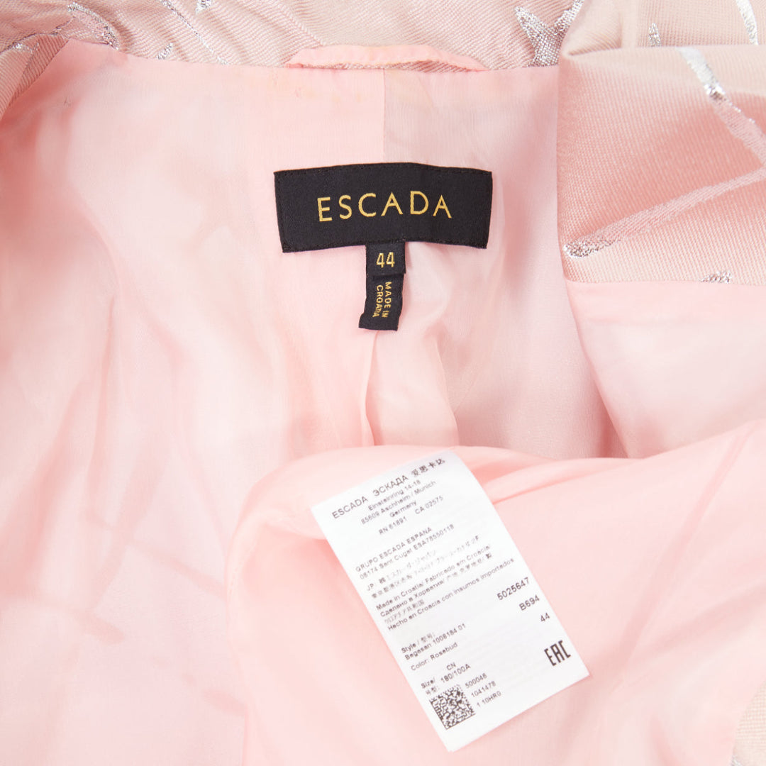 ESCADA pink silver lurex abstract cross hatch single button blazer IT44 L