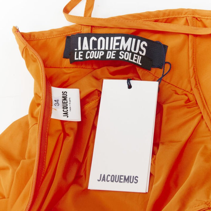 JACQUEMUS Runway orange long tafetta button front maxi dress gown IT34 XS