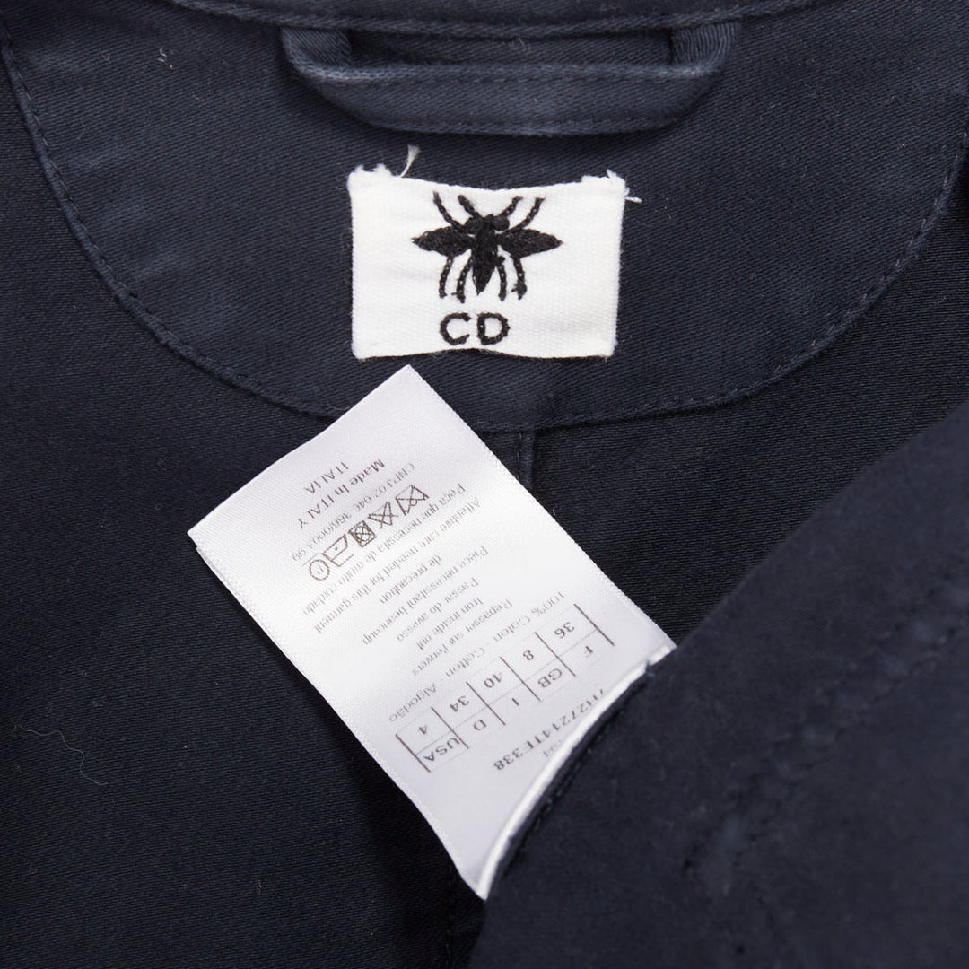 CHRISTIAN DIOR 2018 Runway navy washed cotton utility contour bar jacket FR36 S