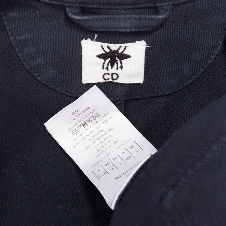 CHRISTIAN DIOR 2018 Runway navy washed cotton utility contour bar jacket FR36 S