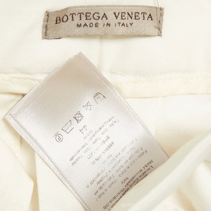 BOTTEGA VENETA off white cotton blend straight leg rolled cuff pants IT44 XS
