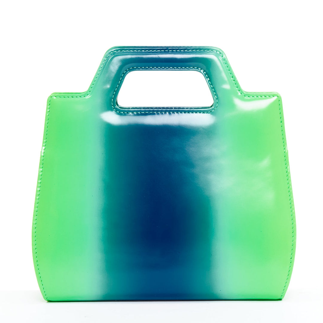 FERRAGAMO Maximilian Davis 2023 Runway Mini Wanda green blue airbrush calf bag