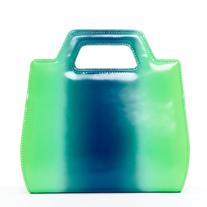 FERRAGAMO Maximilian Davis 2023 Runway Mini Wanda green blue airbrush calf bag