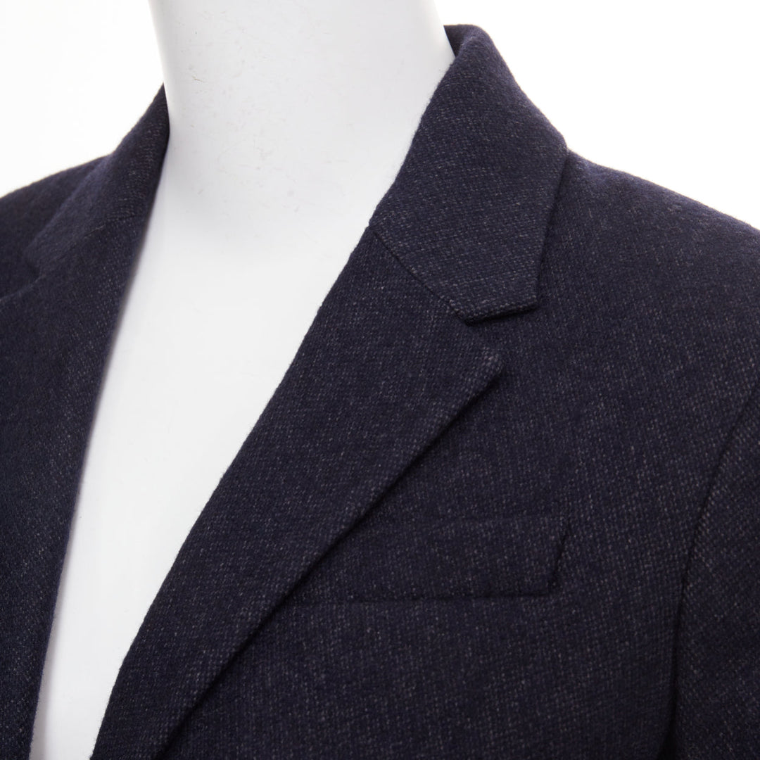 THE ROW navy virgin wool angora single breasted 2 button fitted blazer US2 S