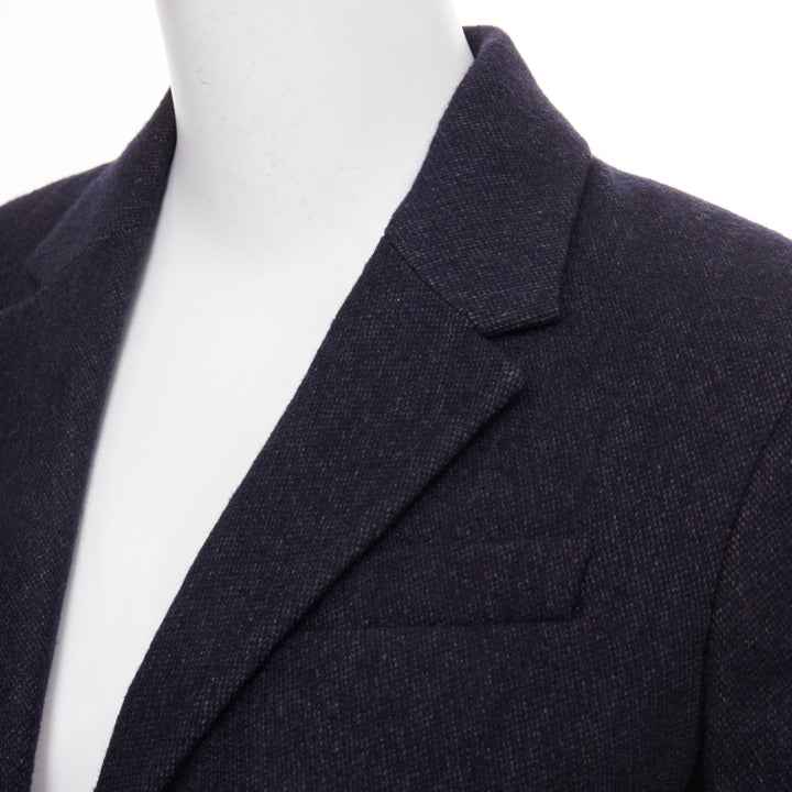 THE ROW navy virgin wool angora single breasted 2 button fitted blazer US2 S