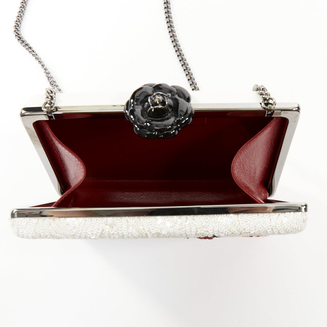 OSCAR DE LA RENTA 2018 Rogan sequin heart embroidered leather box evening clutch